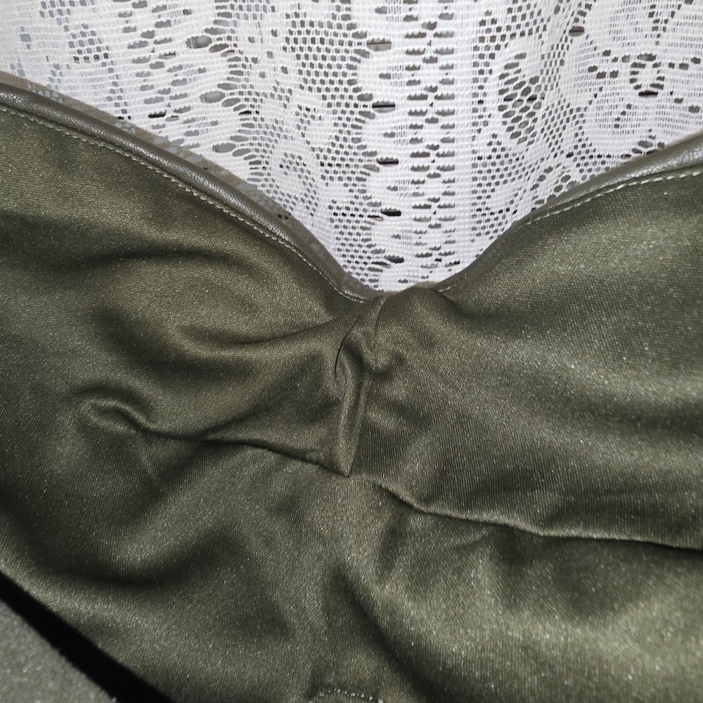 Scoop, Green, Strapless, Pleated Midi Dress, Leather Look Womens XL - Picture 8 of 11